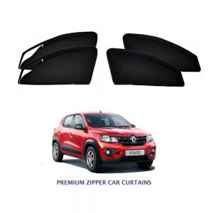 Premium Magnetic Curtain with Zipper for Kwid  - black